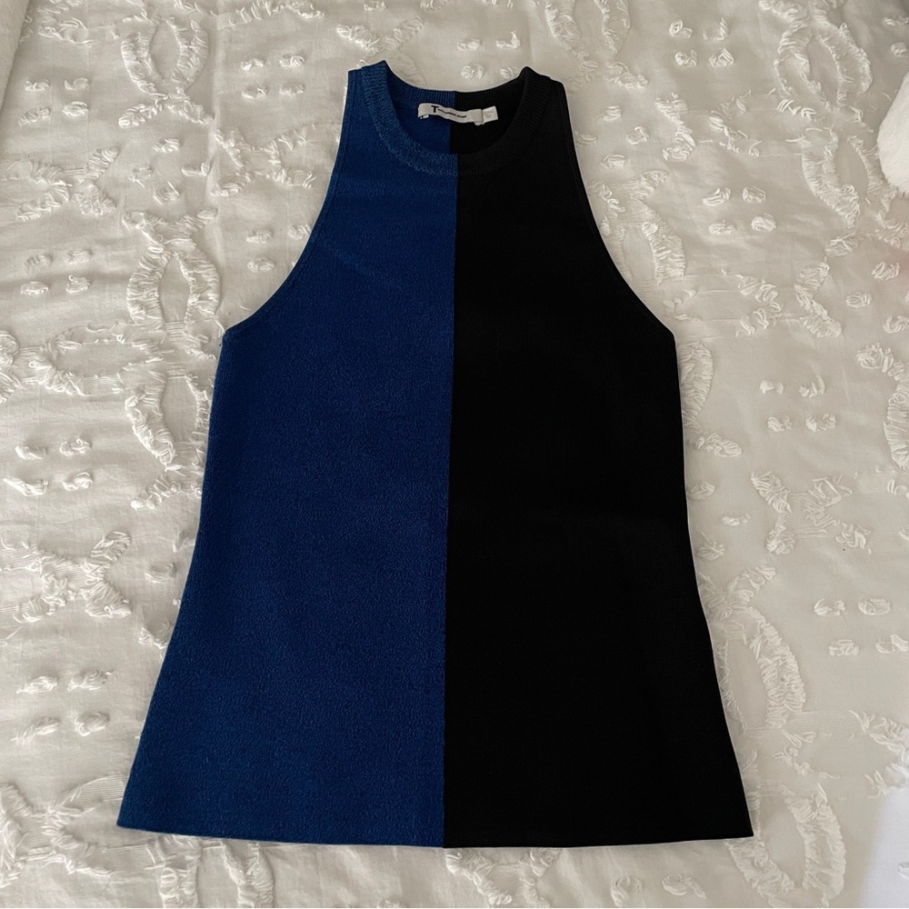 Split color block tank top